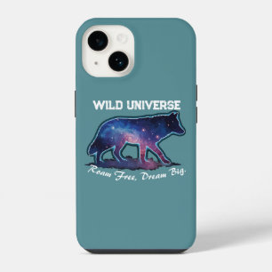 Eenzame Galaxy Wolf Silhouet (wild heelal) iPhone 14 Hoesje