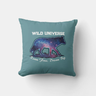 Eenzame Galaxy Wolf Silhouet (wild heelal) Kussen