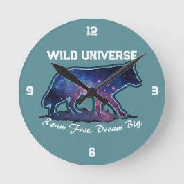 Eenzame Galaxy Wolf Silhouet (wild heelal) - Ronde Klok