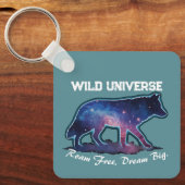 Eenzame Galaxy Wolf Silhouet (wild heelal) Sleutelhanger (Voorkant)