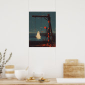 Eenzame Geest op de Schommel bij de Zee Poster (Keuken)