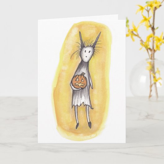 Eenzame Ghoul met pompoen Kaart (Gele Bloem)