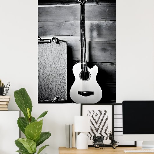 Eenzame gitaar poster (Thuiskantoor)
