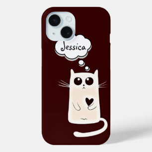 Eenzame harten Kat Gepersonaliseerde Spraak Bubbel iPhone 15 Case