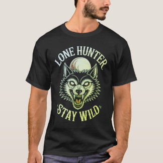 Eenzame Jager Blijf Wild - Traditioneel Oude Schoo T-shirt