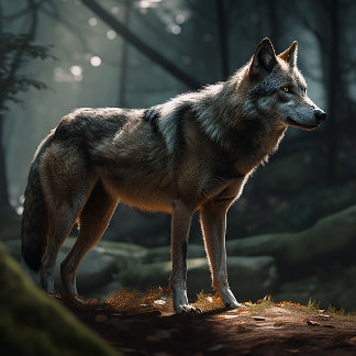 Eenzame Lone Wolf in Dark Forest Jigzaag Puzzle Legpuzzel