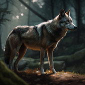 Eenzame Lone Wolf in Dark Forest Jigzaag Puzzle Legpuzzel