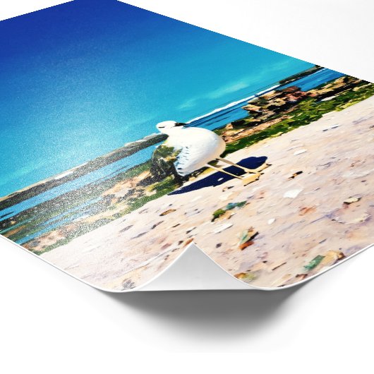 eenzame meeuw foto afdruk (Hoek)