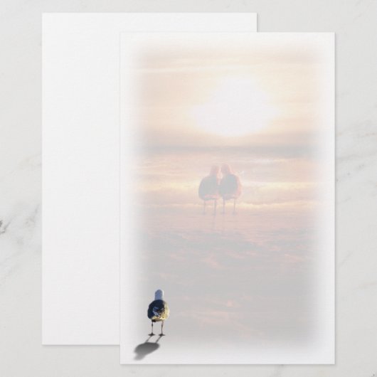Eenzame meeuw op het strand briefpapier (Voorkant / Achterkant)