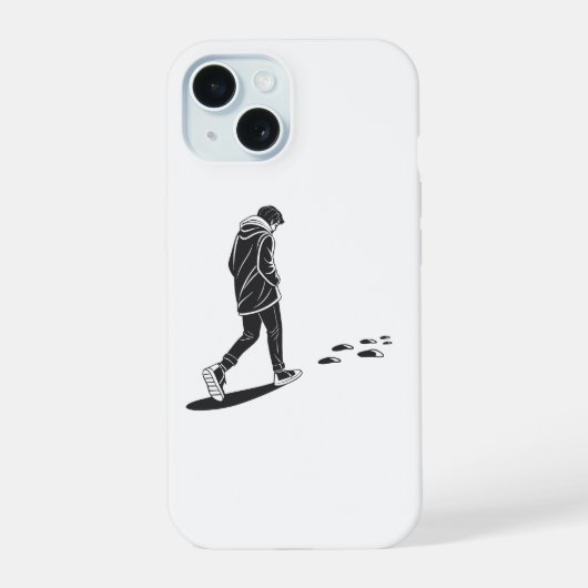 Eenzame Nachtwandeling Minimalistische Esthetische iPhone 15 Case (Achterkant)