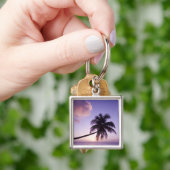Eenzame palmboom bij zonsondergang, Coconut Grove Sleutelhanger (Hand)