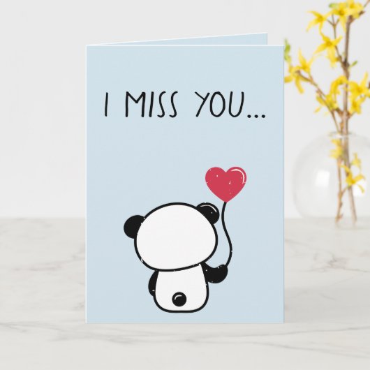 Eenzame pandabeer mist je wenskaart kaart (Gele Bloem)