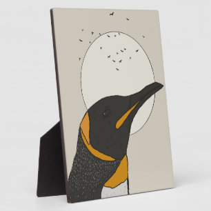 Eenzame Pinguïn Onder de Maan Fotoplaat