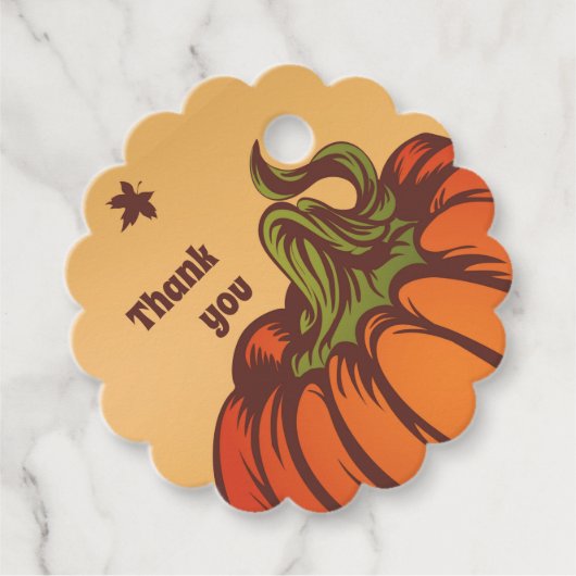 Eenzame pompoen op het veld. De herfst verlaat her Bedankjes Labels (Voorkant)