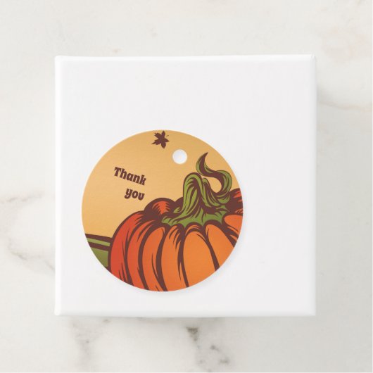 Eenzame pompoen op het veld. De herfst verlaat her Bedankjes Labels (In situ)