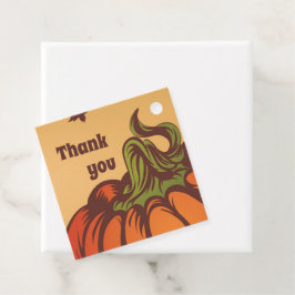 Eenzame pompoen op het veld. De herfst verlaat her Bedankjes Labels