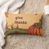 Eenzame pompoen op het veld. De herfst verlaat her Kussen (Deken)