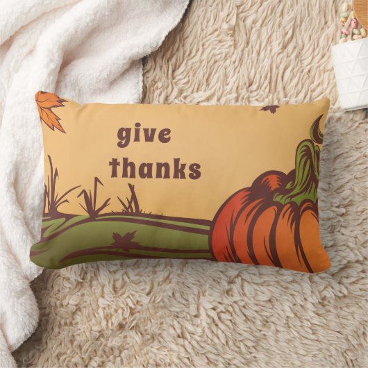 Eenzame pompoen op het veld. De herfst verlaat her Kussen (Deken)