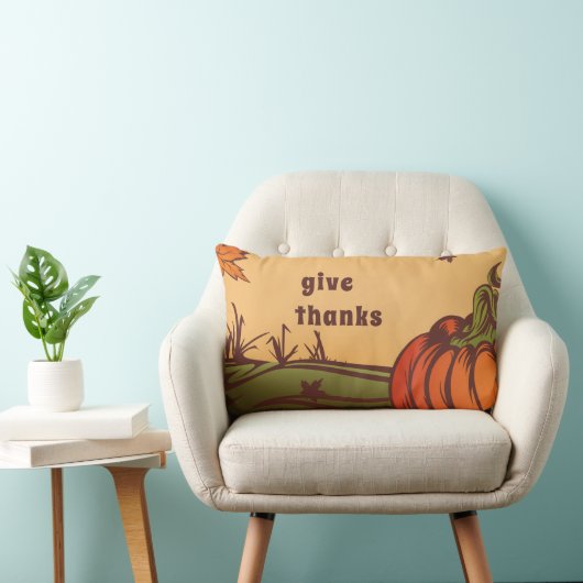 Eenzame pompoen op het veld. De herfst verlaat her Kussen (Stoel)