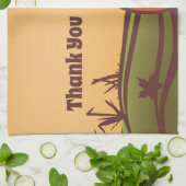 Eenzame pompoen op het veld. De herfst verlaat her Theedoek (Gevouwen)