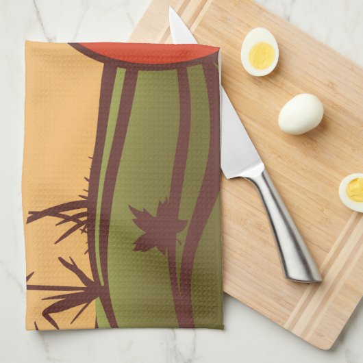 Eenzame pompoen op het veld. De herfst verlaat her Theedoek (Quarter Fold)