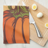 Eenzame pompoen op het veld. De herfst verlaat her Theedoek (Quarter Fold)