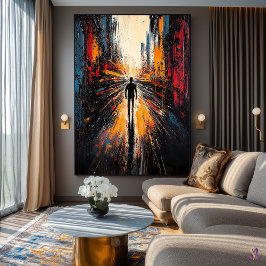 Eenzame Reis – Expressionistische Abstracte Stedel Poster
