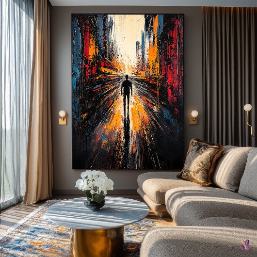 Eenzame Reis – Expressionistische Abstracte Stedel Poster