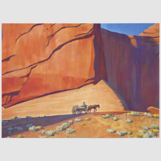 “Eenzame Reis” Westerse Kunst van Maynard Dixon Tissuepapier (Voorkant)