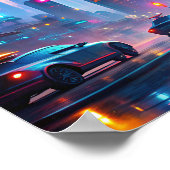 Eenzame samoerai in futuristische stad poster (Hoek)