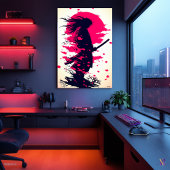Eenzame Samurai onder de Sakura Maan Poster