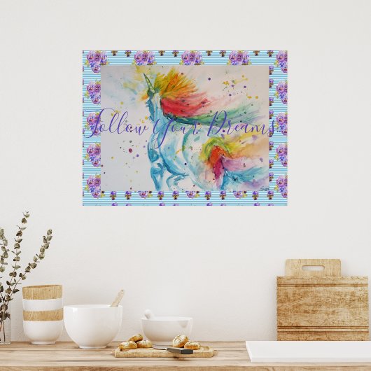 Eenzame schildersdroom volgen Waterverf Poster (Keuken)