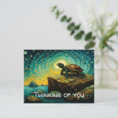 Eenzame schildpad die aan je denkt briefkaart (Staand voorkant)
