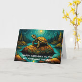 eenzame schildpad lange afstand vriend verjaardag kaart (Gele Bloem)