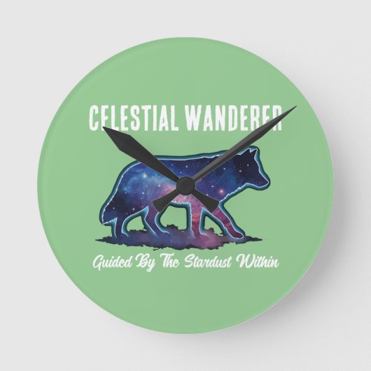 Eenzame Silhouette van Wolf in Sterrenstelsel (GEE Ronde Klok (Voorkant)