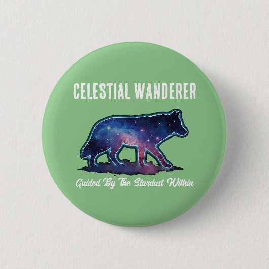 Eenzame sterrenstelsel wolf silhouet ronde button 5,7 cm (Voorkant)