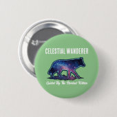 Eenzame sterrenstelsel wolf silhouet ronde button 5,7 cm (Voorkant /achterkant)