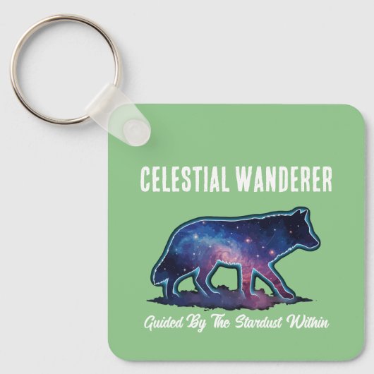 Eenzame sterrenstelsel wolf silhouet sleutelhanger (Voorkant)