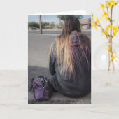 Eenzame tiener alleen foto wenskaart kaart (Gele Bloem)