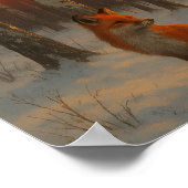 Eenzame vos in de winter poster (Hoek)