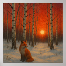 Eenzame vos in de winter poster