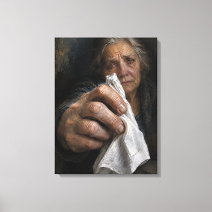 Eenzame Vrouw Emotionele Kunst aan de Muur Canvas Afdruk
