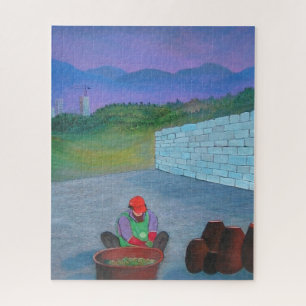 Eenzame vrouw maakt Kimchi in Korea Legpuzzel