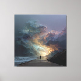 Eenzame Wandelaar Stormwolkpoort Canvas Afdruk