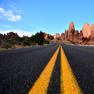 Eenzame weg in Arches National Park Canvas Afdruk