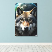 Eenzame Wolf Canvas Afdruk (Insitu (Houten vloer))