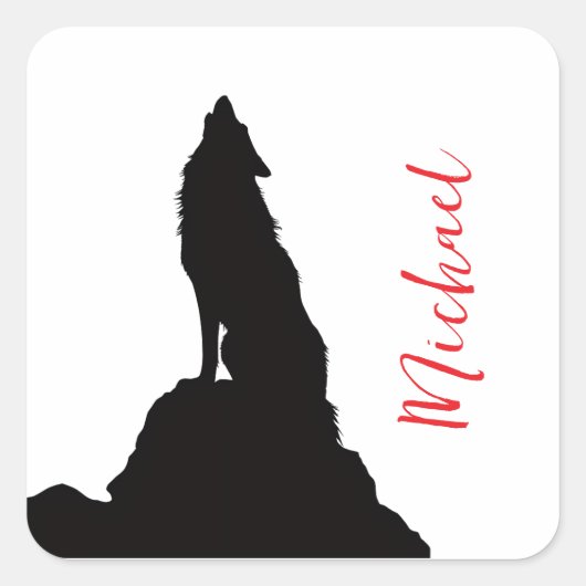 Eenzame Wolf Die Je Naam Roept Aangepaste Handgesc Vierkante Sticker (Voorkant)
