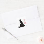 Eenzame Wolf Die Je Naam Roept Aangepaste Handgesc Vierkante Sticker (Envelop)