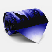 Eenzame Wolf Howling bij Moon Neck Draag Stropdas (Opgerold)