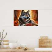 Eenzame wolf in het bos: eenzaamheid temidden van  poster (Keuken)